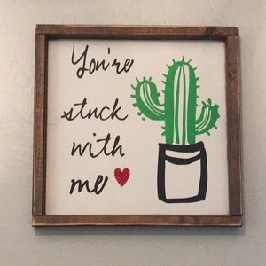 13” x 13” wooden frame cactus print🌵